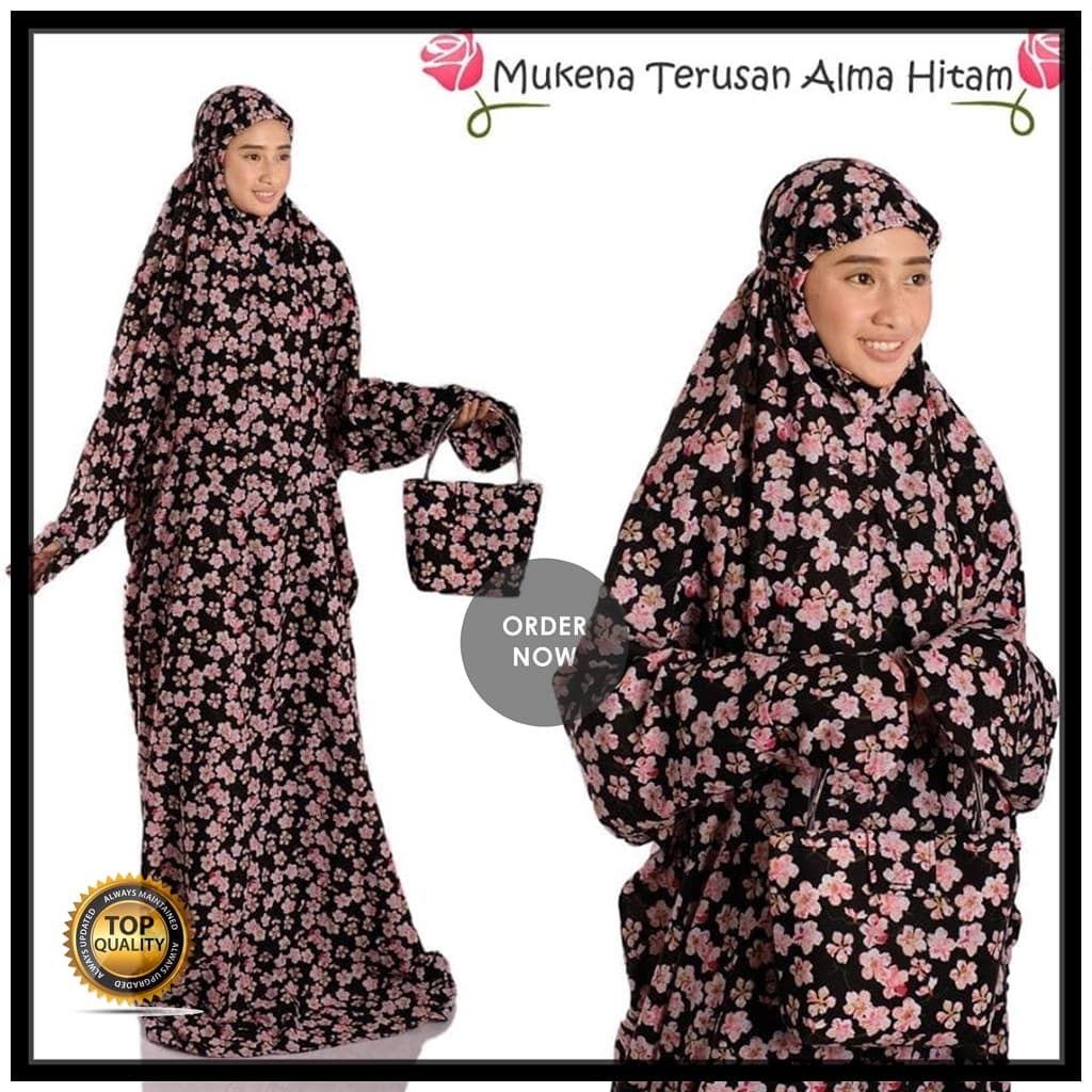 MUKENA BALI RAYON DEWASA TERUSAN AIMA HITAM