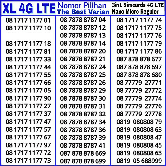Nomor Cantik Perdana XL AXIATA Super ABAB-CDCD XX .