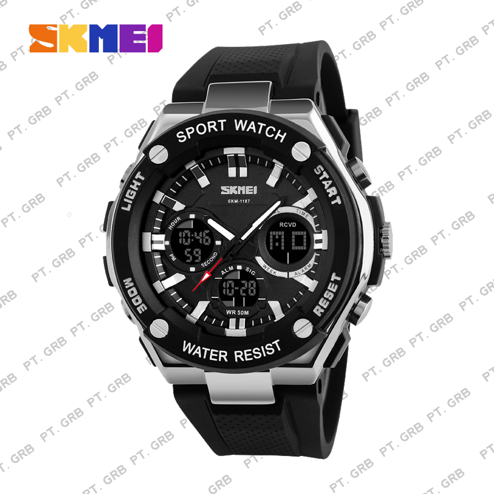 Jam Tangan Pria/Wanita Digital SKMEI 1187 BLACK Water Resistant 50m
