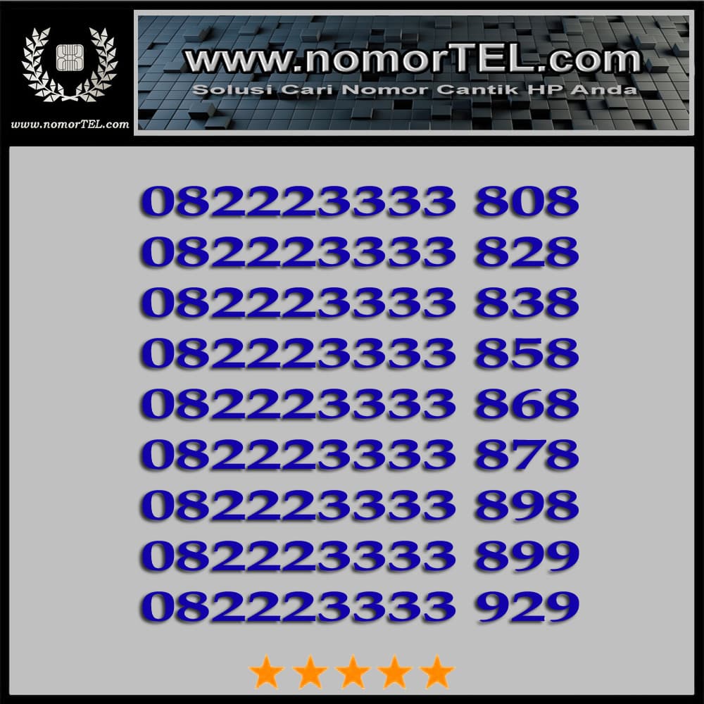 Nomor Cantik Telkomsel Simpati Seri Triple 222 Kwartet 3333 08222 3333 899 Rapi Nc4. Source · 459514_ffe23ff7-e042-4783-870a-9f92d550f8d4_1000_1000.jpg