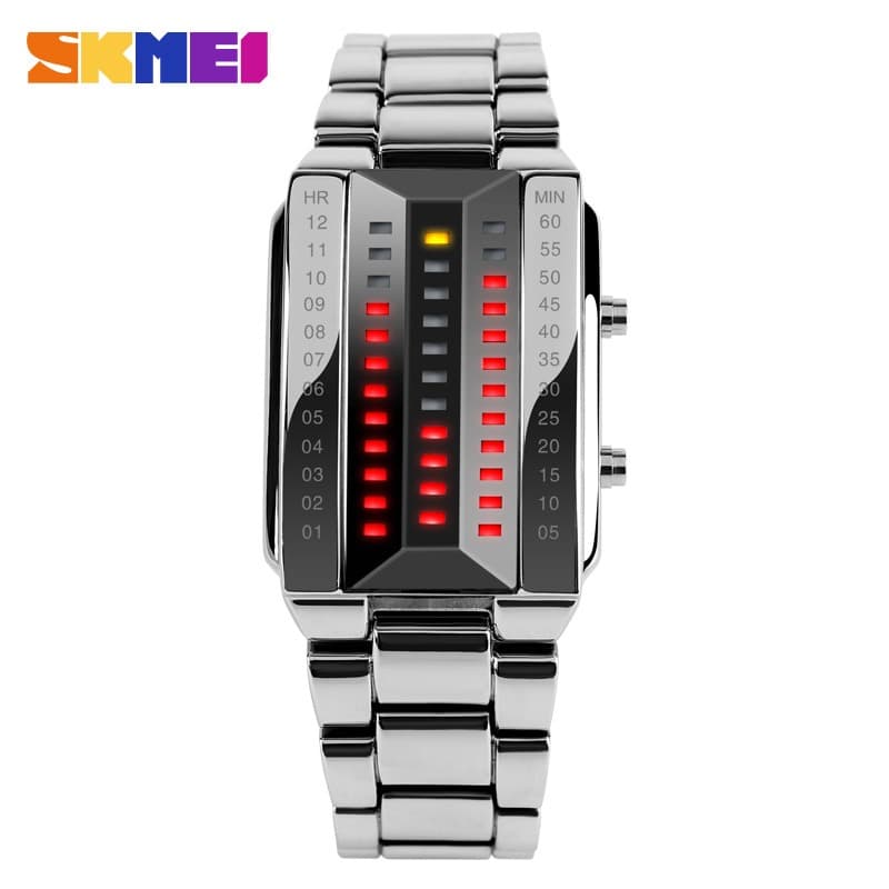 Jam Tangan Pria/Wanita LED SKMEI 1013 SILVER Water resistant 30m