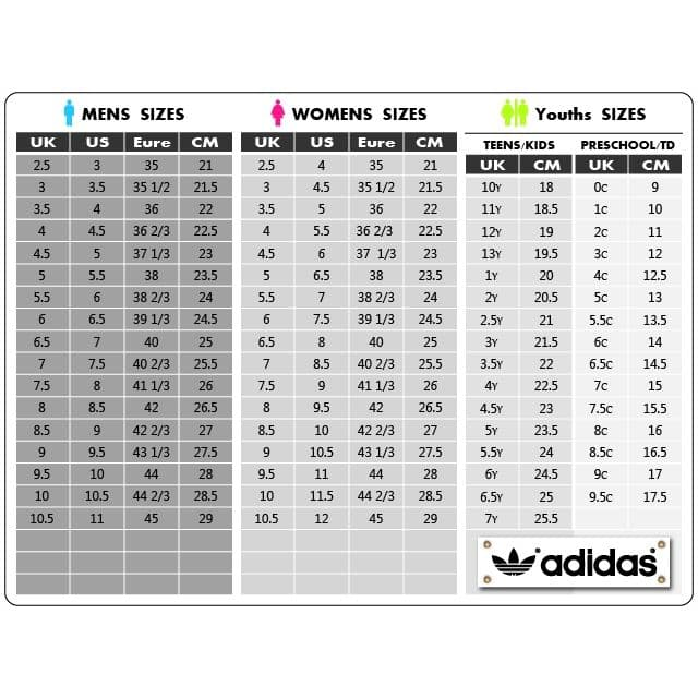 ultra boost size chart