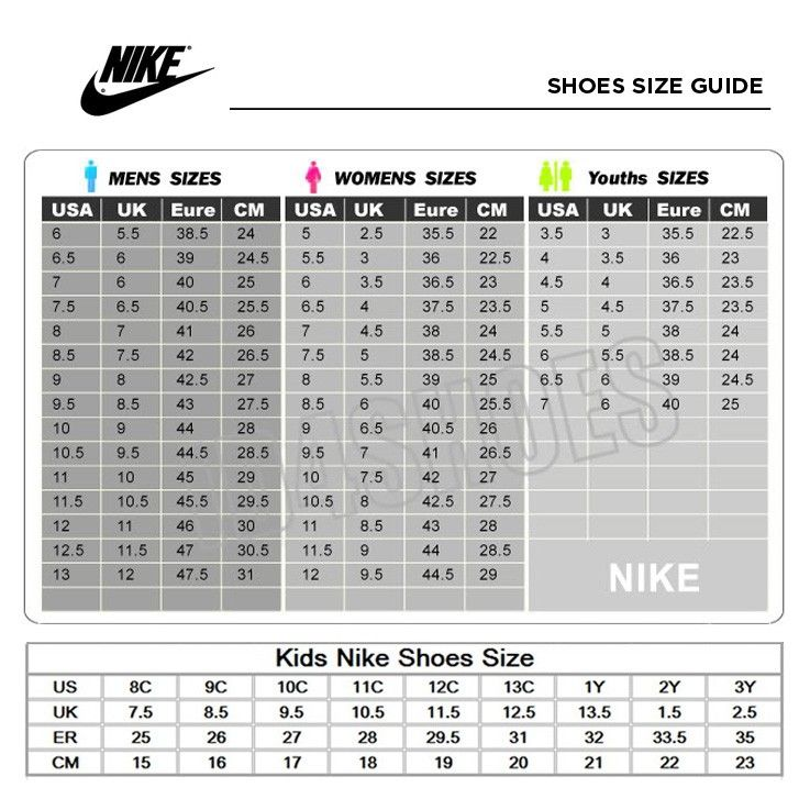 gs nike size chart